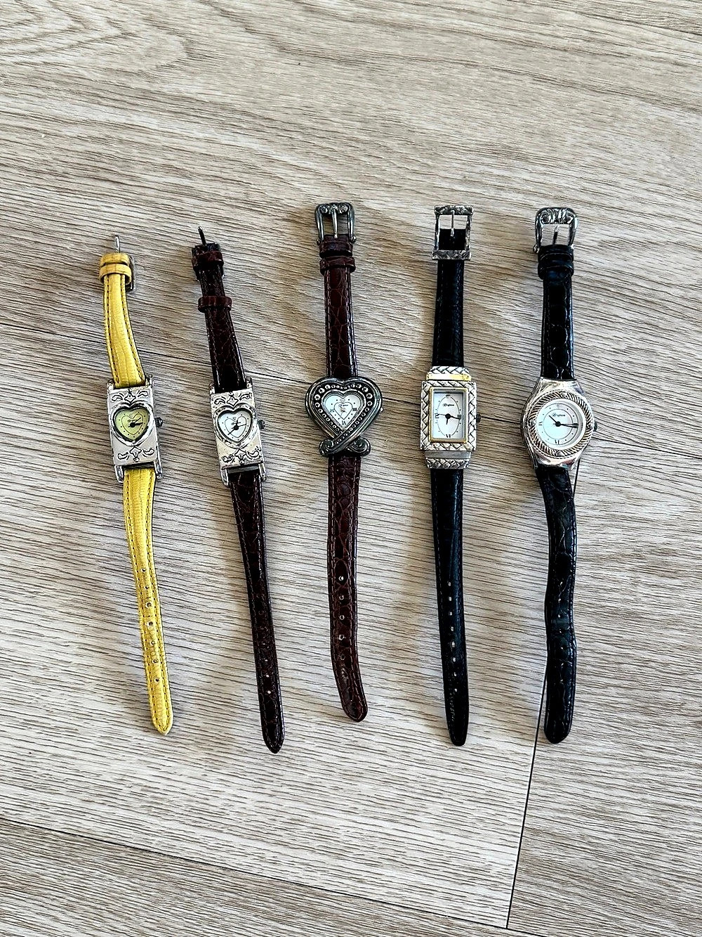 Brighton Womens Watches Lot of 5 Untested Preowned Leather Silver Wristwatches
